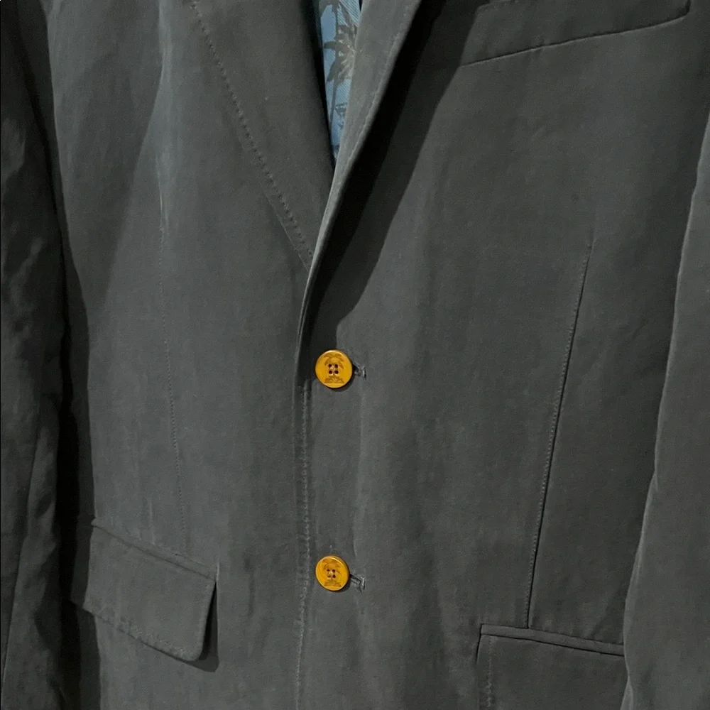 Tommy Bahama Silk and Linen Navy Sport Coat Blazer - Classic Two-Button Sz L